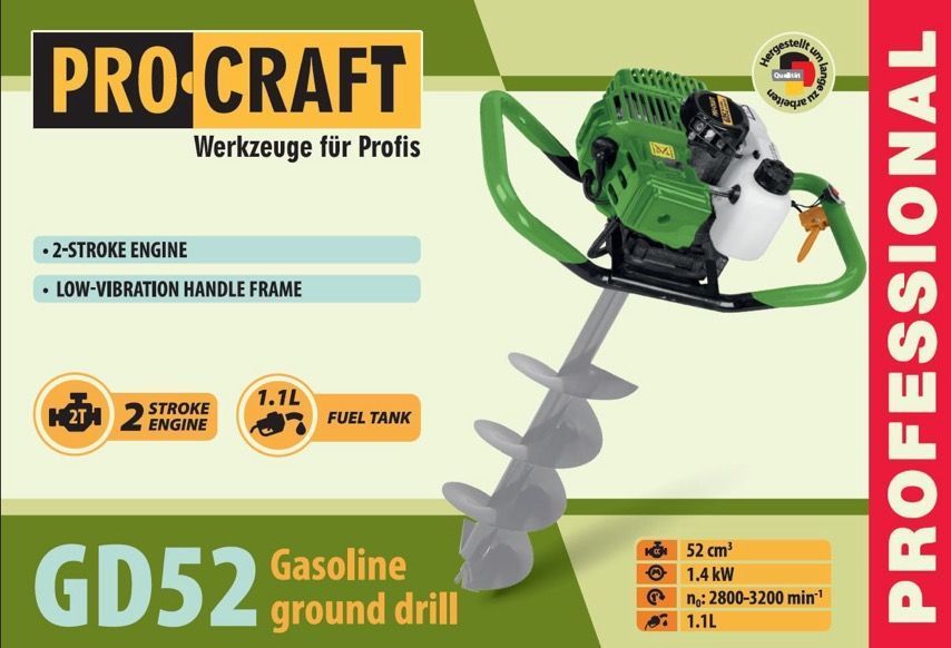 Бензобур PROCRAFT PROFESSIONAL GD52. Без буровой насадки 000052 фото