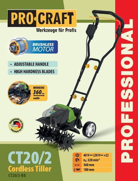 Культиватор акумуляторний Procraft CT20/2 UNIVERSAL (без АКБ і ЗП, 40В, безщітковий) 032004 фото