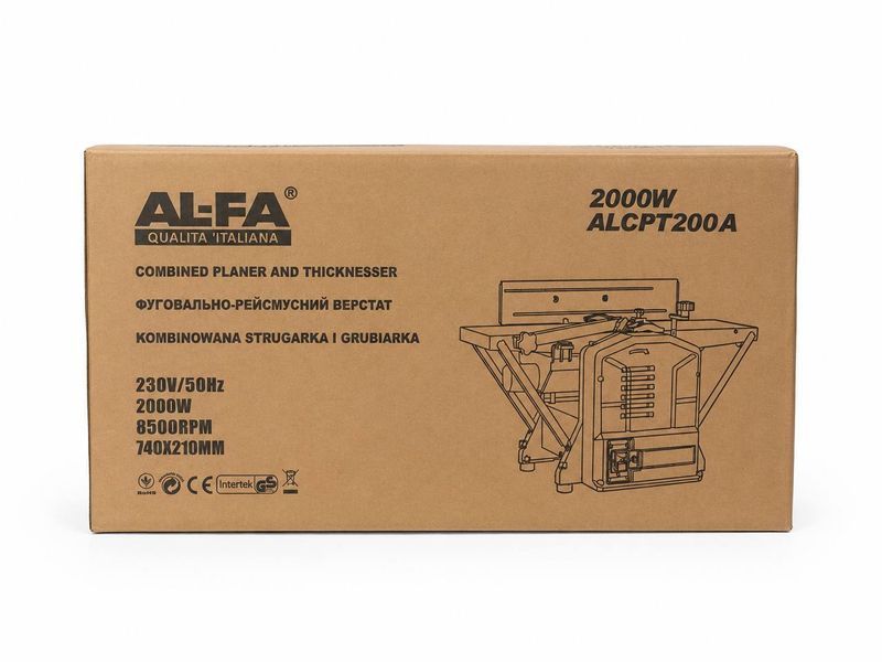 Фугувально-рейсмусовий верстат ALFA ALCPT200A, 2000 Вт, 8500 об/хв, ширина стругання 204 мм, висота заготовки 120 мм 7132026 фото