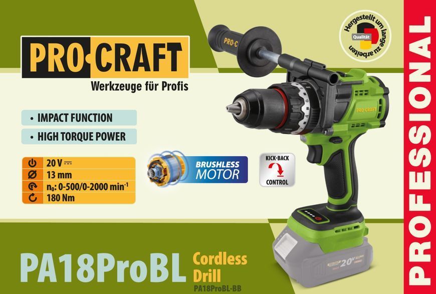 Аккумуляторный шуруповёрт PRO-CRAFT PA-18ProBL (без акб та зу) 001819 фото