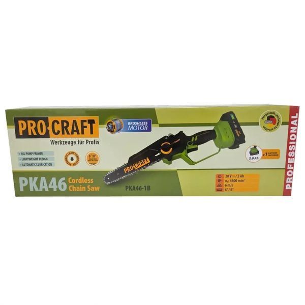 Акумуляторна ланцюгова пила PROCRAFT PKA-46 (з 1 АКБ та зар. прист.) 030461 фото