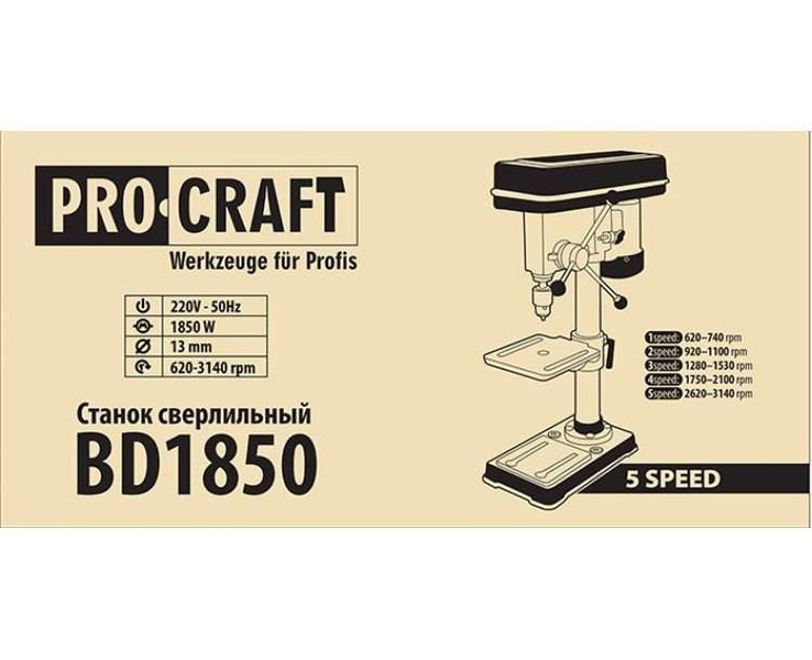 Свердлильний верстат Procraft BD-1850 018501 фото Свердлильний верстат Procraft BD-1850 018501 фото