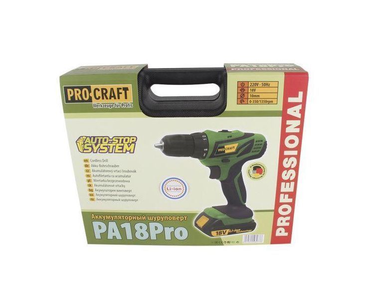 Шурупокрут акумуляторний Procraft PA18 PRO 000181 фото