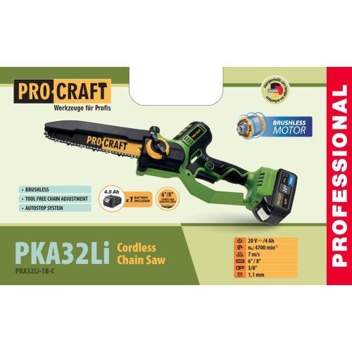 Акумуляторна ланцюгова пила Procraft PKA32Li (З 1 акб та ЗП) 030037 фото