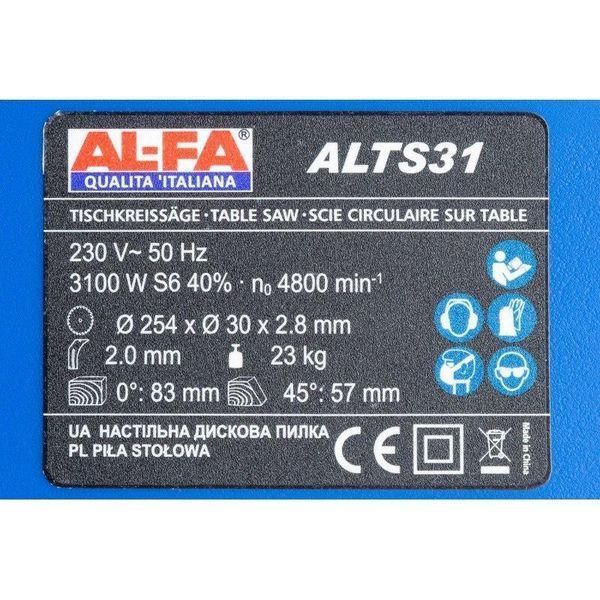 Настільна циркулярна пила AL-FA ALTS31 3100 Вт, диск 254 мм 1902201419 фото