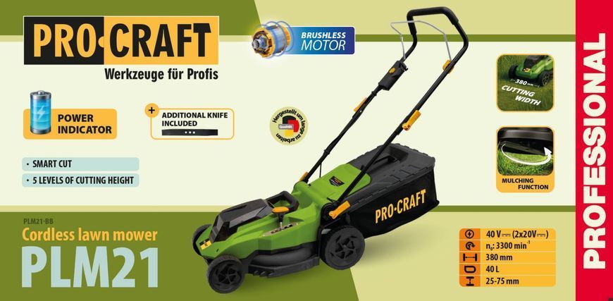 Газонокосарка акумуляторна Procraft PLM21 (без АКБ та ЗП) 032024 фото