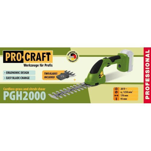Подрезчик травы и кусторез аккумуляторный Procraft PGH2000 (без акб и зу) 020011 фото