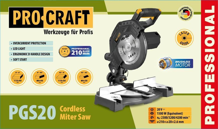 Торцювальна пила акум. Procraft PGS20 UNIVERSAL (без АКБ) 030239 фото
