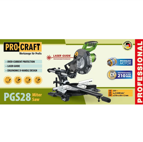 Акумуляторна торцювальна пила Procraft PGS28 (без акб та зп) 030288 фото