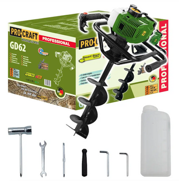 Бензобур Procraft PROFESSIONAL GD62, 1820 Вт, 58 см&sup3;, 2-тактный двигатель, легкий запуск (без шнека) 000621 фото