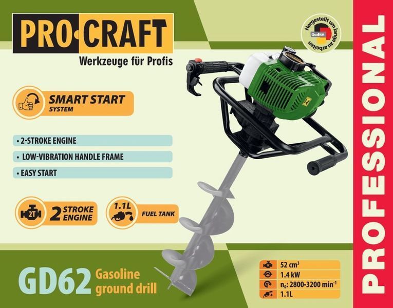 Бензобур Procraft PROFESSIONAL GD62 (Без шнека) 000621 фото