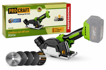 Акумуляторна відрізна пила Procraft PCA16 Universal 20 В, безщіткова, диск 85 мм, 20 000 об/хв, 5 дисків, без АКБ та ЗП 032033 фото