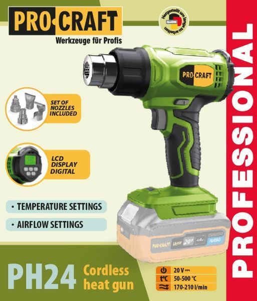Акумуляторний фен промисловий Procraft PH24 Universal (без акб і зп) 030248 фото