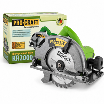 Циркулярна пила PROCRAFT KR185/2000, 2000 Вт, диск 185 мм, пропил до 62 мм 002000 фото