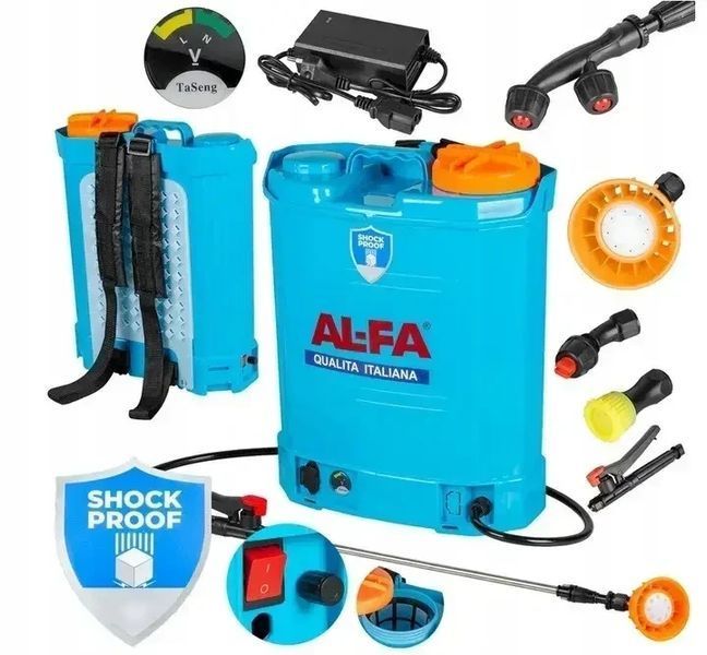 Аккумуляторный опрыскиватель Al-Fa ALES12 12L 12Ah 12V (5 насадок+трубочка из нержавейки) 1444260424 фото
