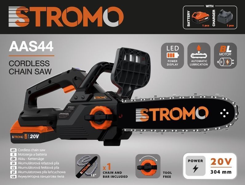 Акумуляторна ланцюгова пила STROMO AAS-44 (з AKБ та зар. прист., 1шина 1ланцюг) 300440 фото