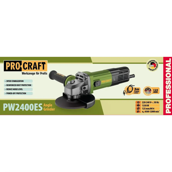 Кутова шліфувальна машина Procraft PW2400ES 125 мм 024003 фото
