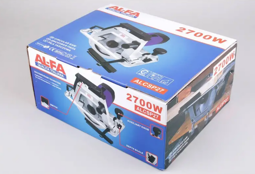 Дискова пилка ALFA ALCSP27 2700W 200 мм з кріпленням до столу (2700BT, 4800 об/хв) 3121626 фото