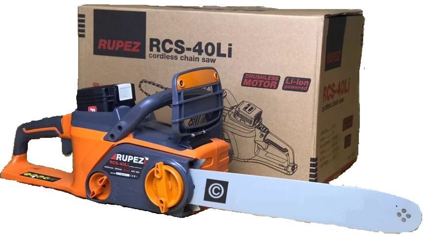 Аккумуляторная цепная пила RUPEZ RCS-40Li С акб и зарядний устройством (45 минут беспрерывной работы) 401 фото