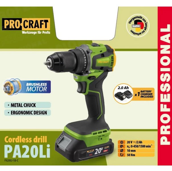Шуруповерт аккумуляторный Procraft PA20Li (1 акб 2ач и зу) кейс 000208 фото