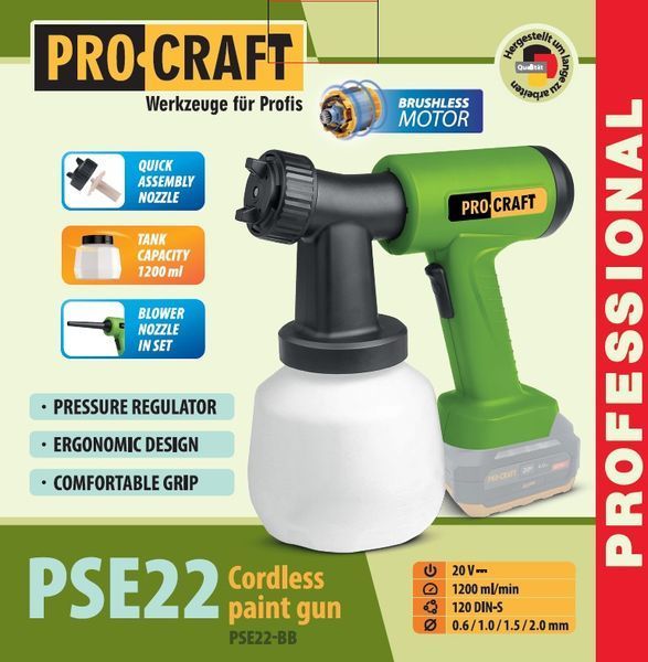 Пістолет-фарбопульт акумуляторний Procraft PSE22 з насадкою-видувателем (без АКБ та ЗП) 032022 фото
