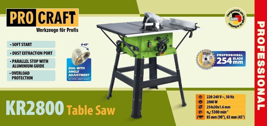 Стаціонарна циркулярна пила PRO-CRAFT KR2800 028002 фото